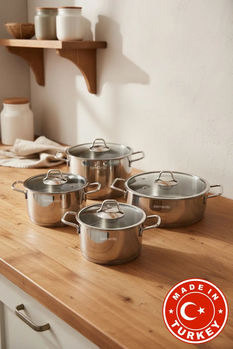 Bernardo Sonora Induction Base 8-Piece Steel Cookware Set (Made in Turkey) - Image 1